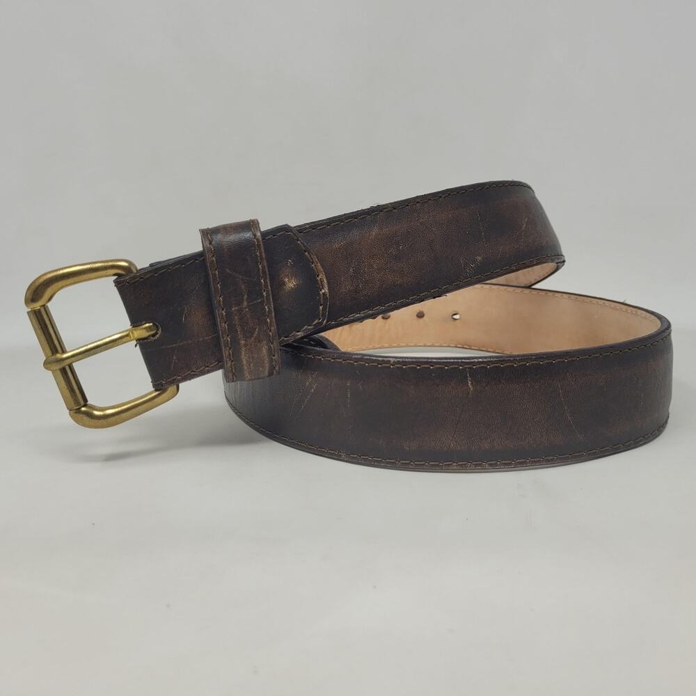 Chisos Belt Mens 34 Brown Leather Distressed Rugged Western Cowboy Rustic Rodeo